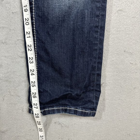 Miss Me Jeans Sz 27 Rhinestone Sequin Signature Crop Leg Blue Embroidered Bling - Picture 7 of 12